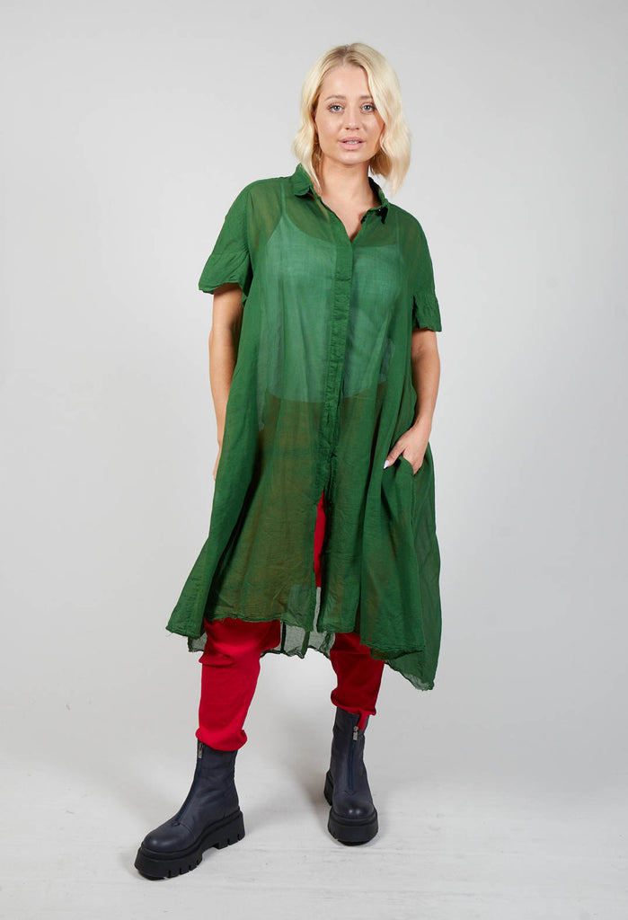 Short Sleeve Shirt Dress in Green