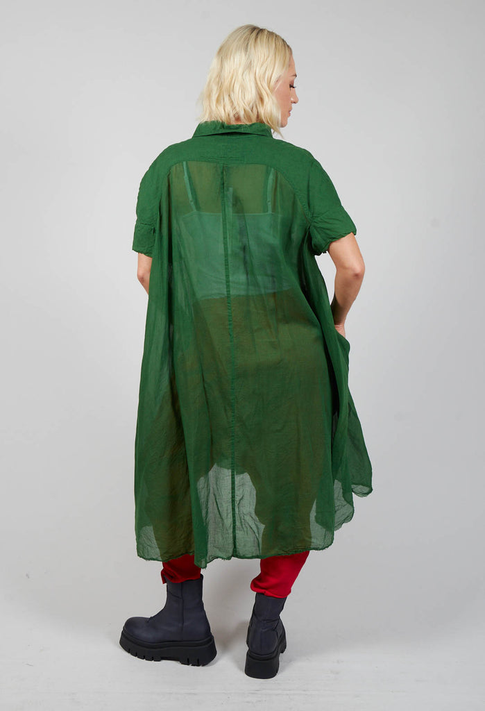 Short Sleeve Shirt Dress in Green