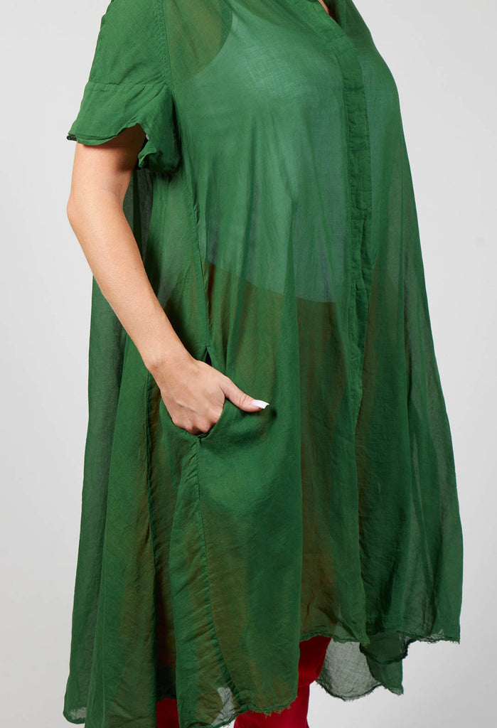 Short Sleeve Shirt Dress in Green