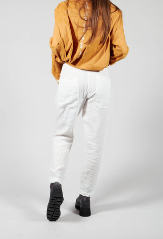Straight Leg Linen Trousers in Offwhite