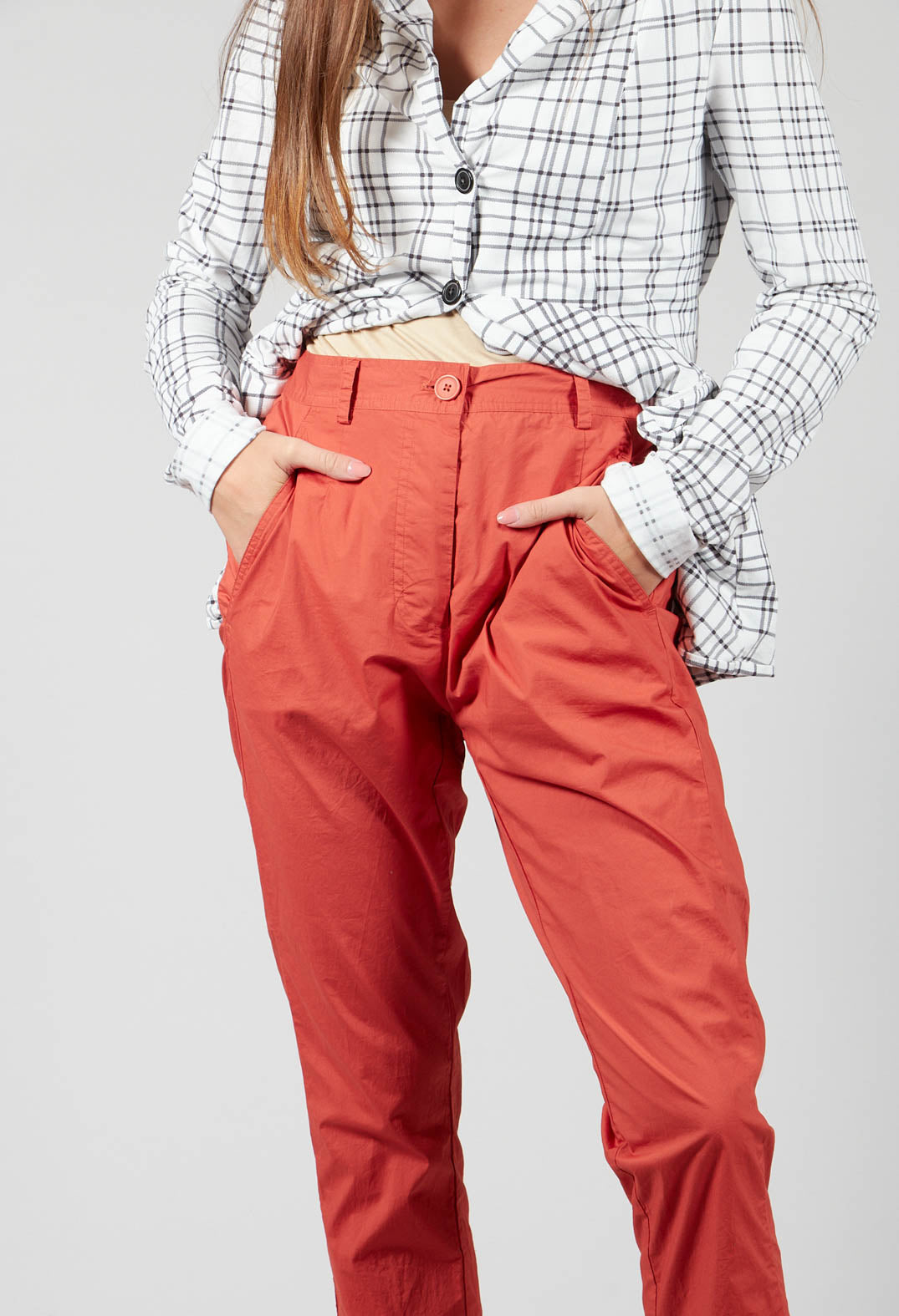 High Waisted Ankle Grazer Trousers in Orange