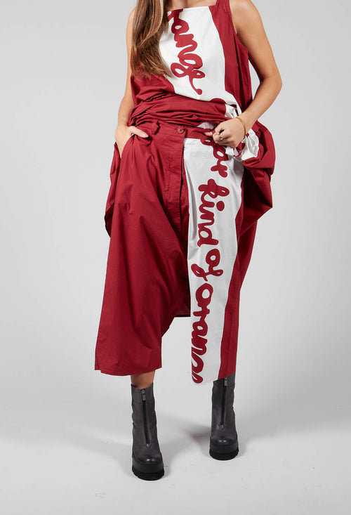 Cropped Drop Crotch Trousers in Berry Print