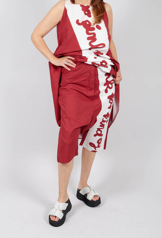 Cropped Drop Crotch Trousers in Berry Print