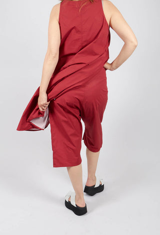 Cropped Drop Crotch Trousers in Berry Print