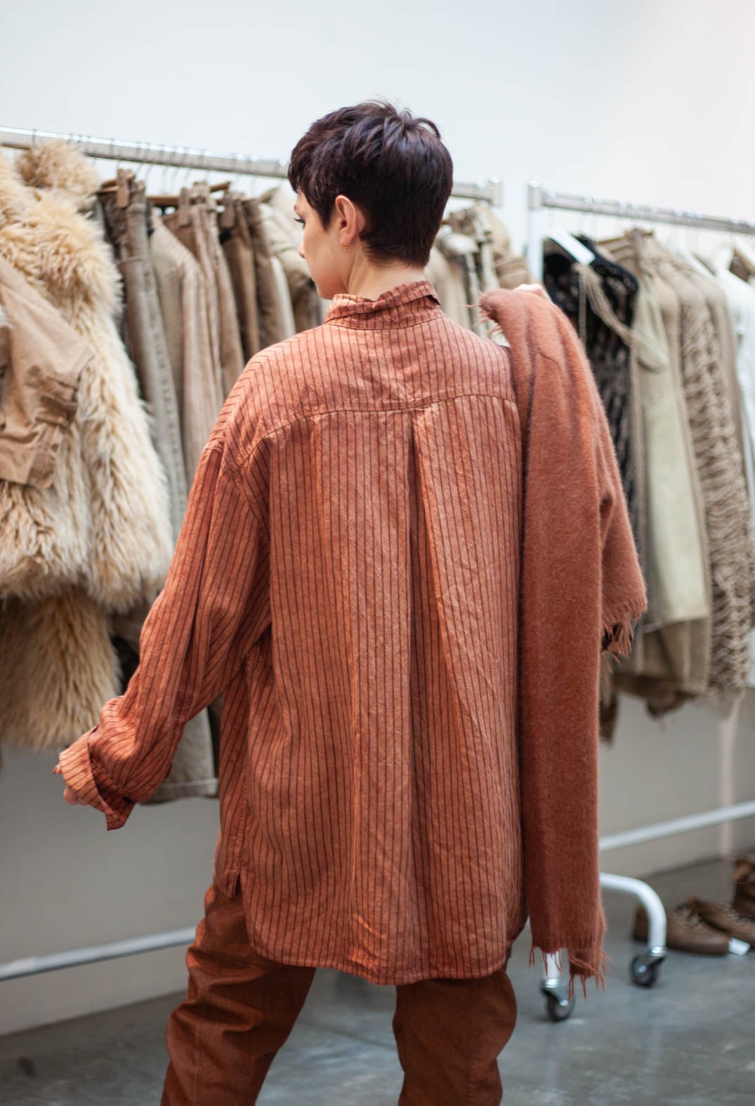 PRE-ORDER - Longline Shirt in Clay Cloud Stripe (Pictured in Terracotta Cloud Stripe) - 2130401