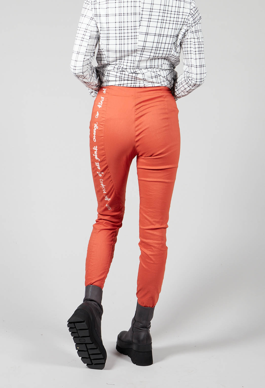 Straight Leg Trousers in Orange Print