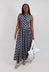 Sleeveless Shirt Dress in Grey/White