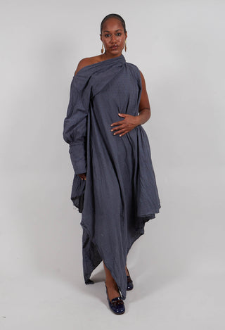One Sleeved Pa Dress in Black / Blue
