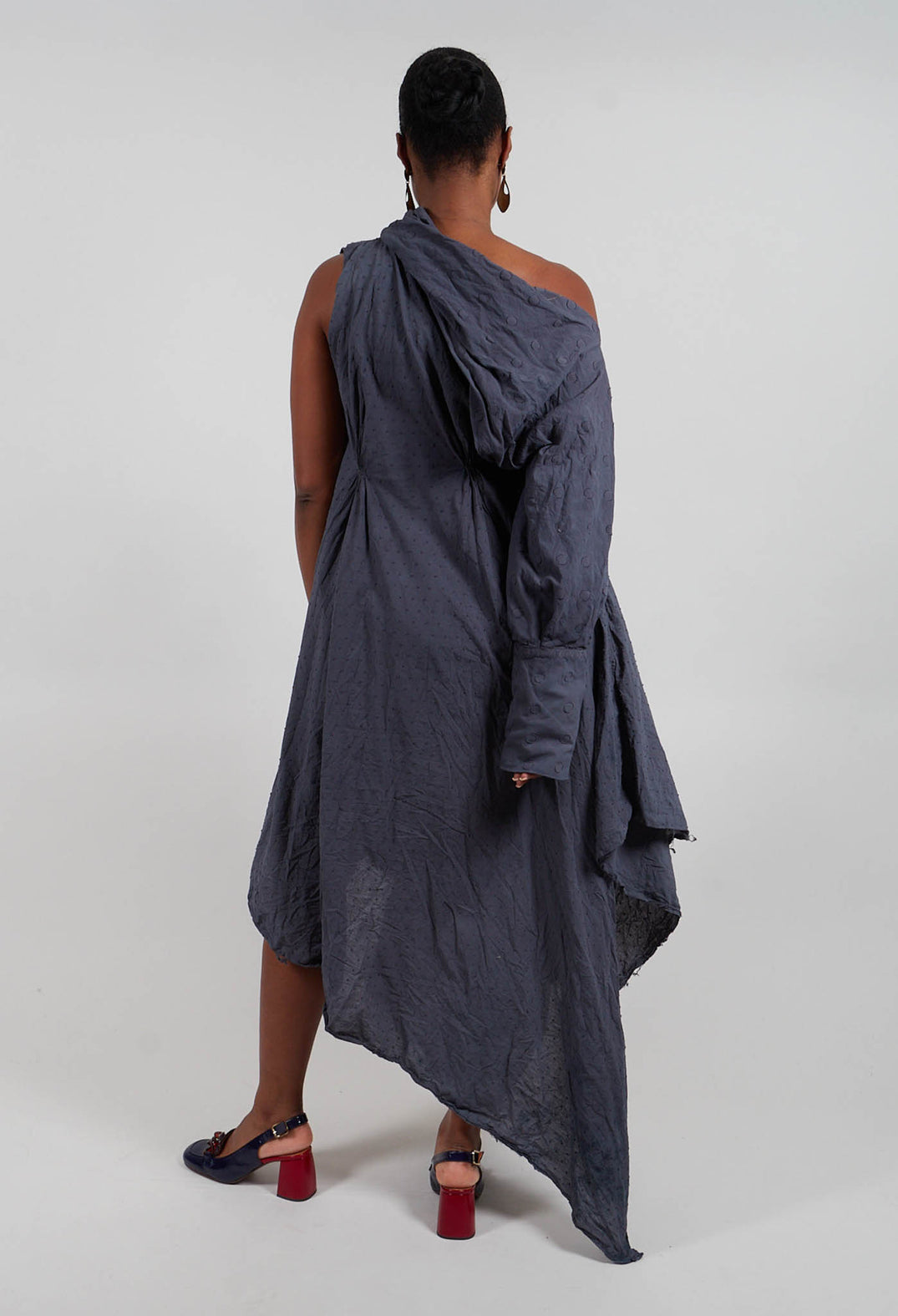 One Sleeved Pa Dress in Black / Blue