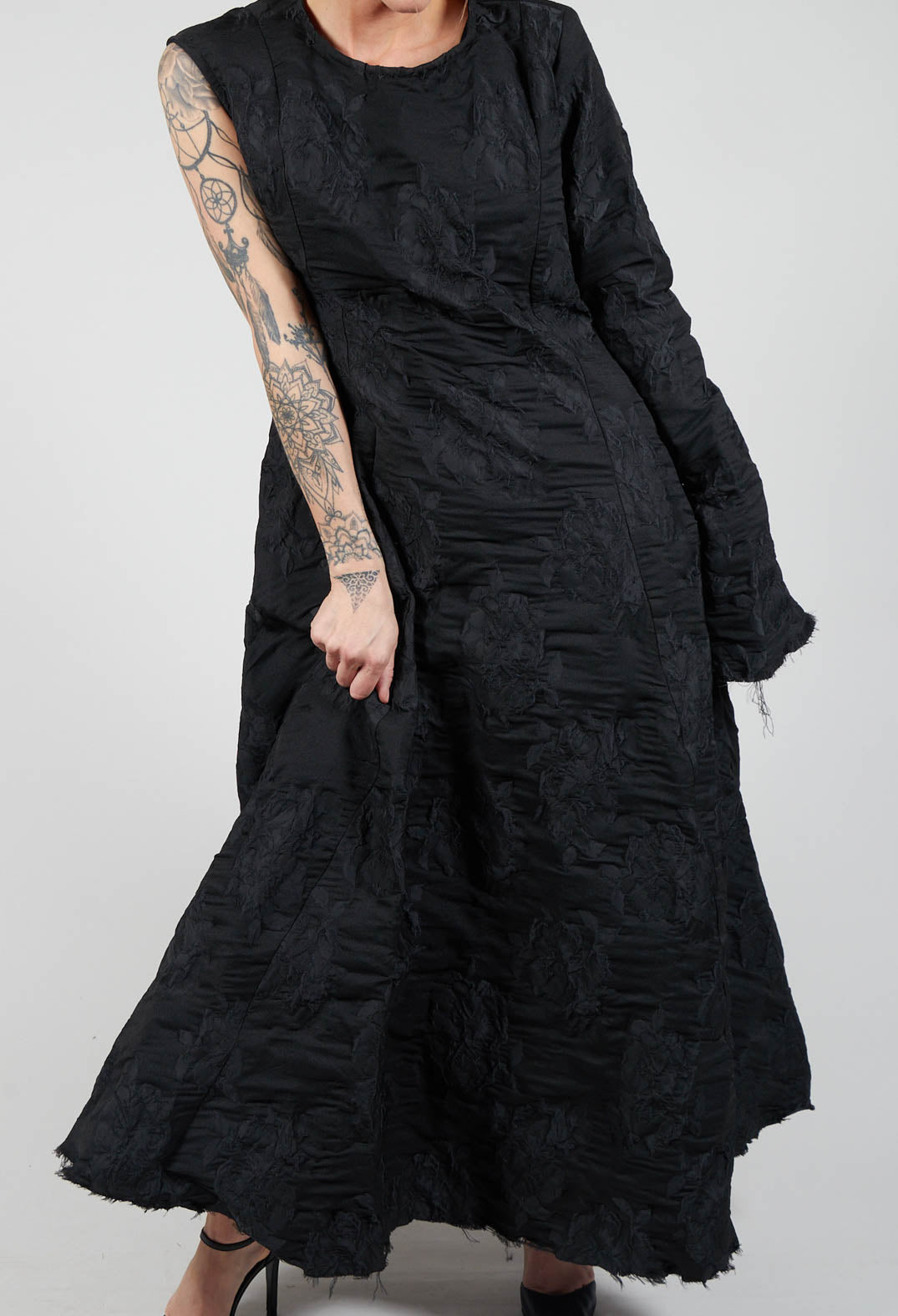 One Sleeved Maxi Dress in Black