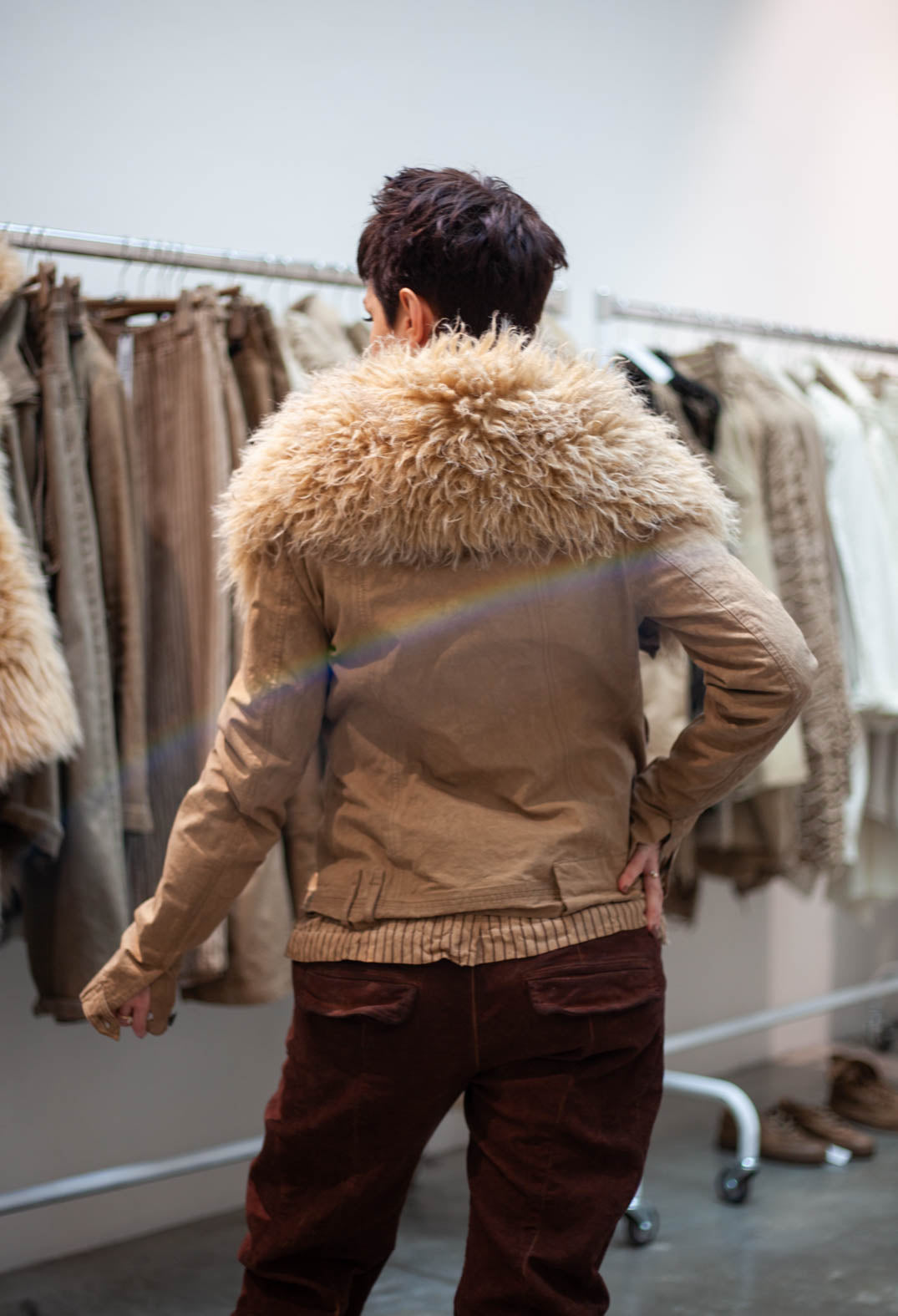 PRE-ORDER - Bomber Jacket with Faux Fur Collar in Henna Cloud (Pictured in Clay Cloud) - 2181109