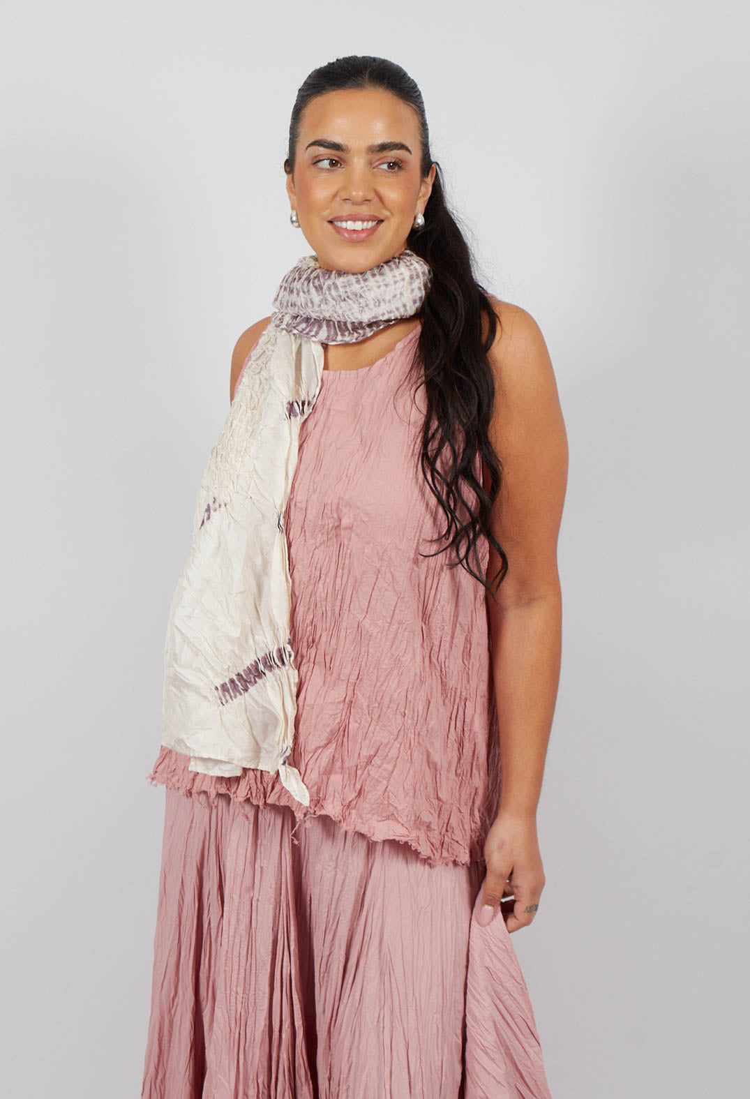 Silk Scarf in Beige/Purple
