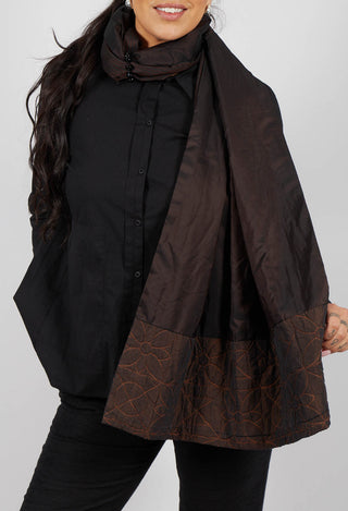 Gathered Scarf in Brown/Burgundy