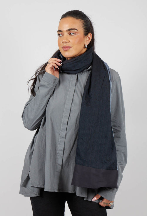 Gathered Scarf in Blue/Black