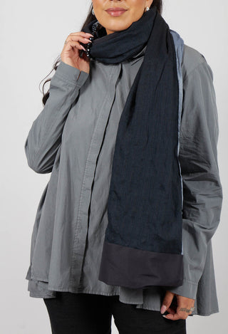 Gathered Scarf in Blue/Black