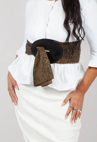 Printed Scarf in Brown/Black