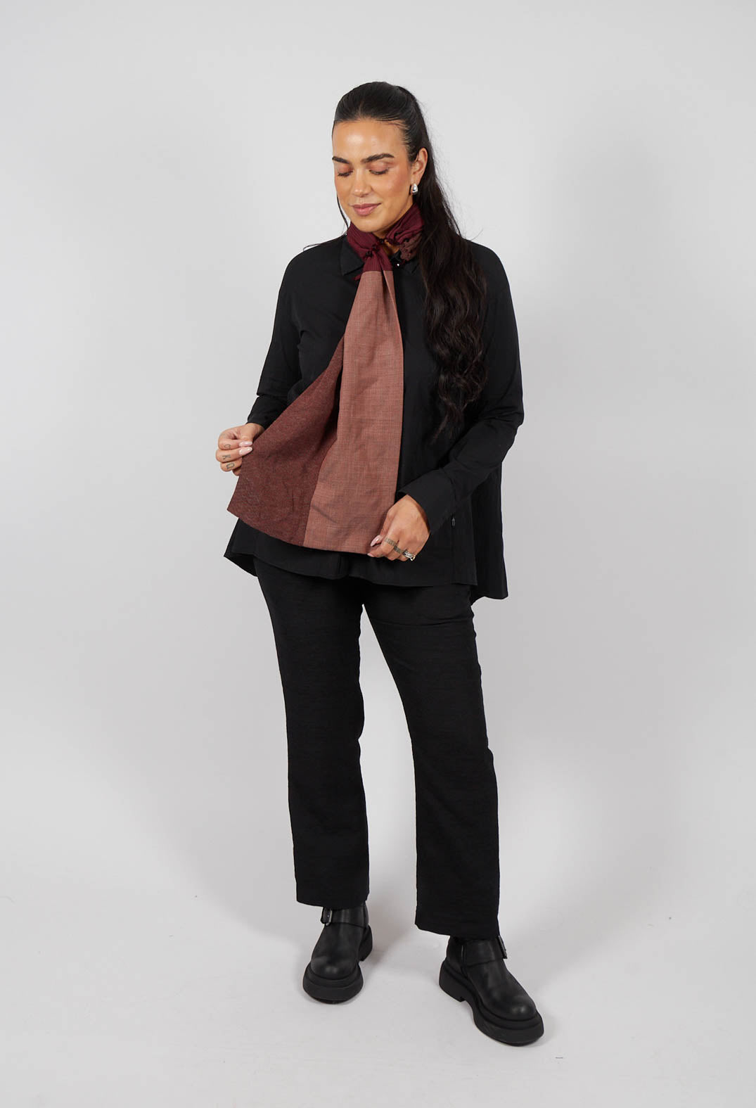 Gathered Scarf in Red/Burgundy