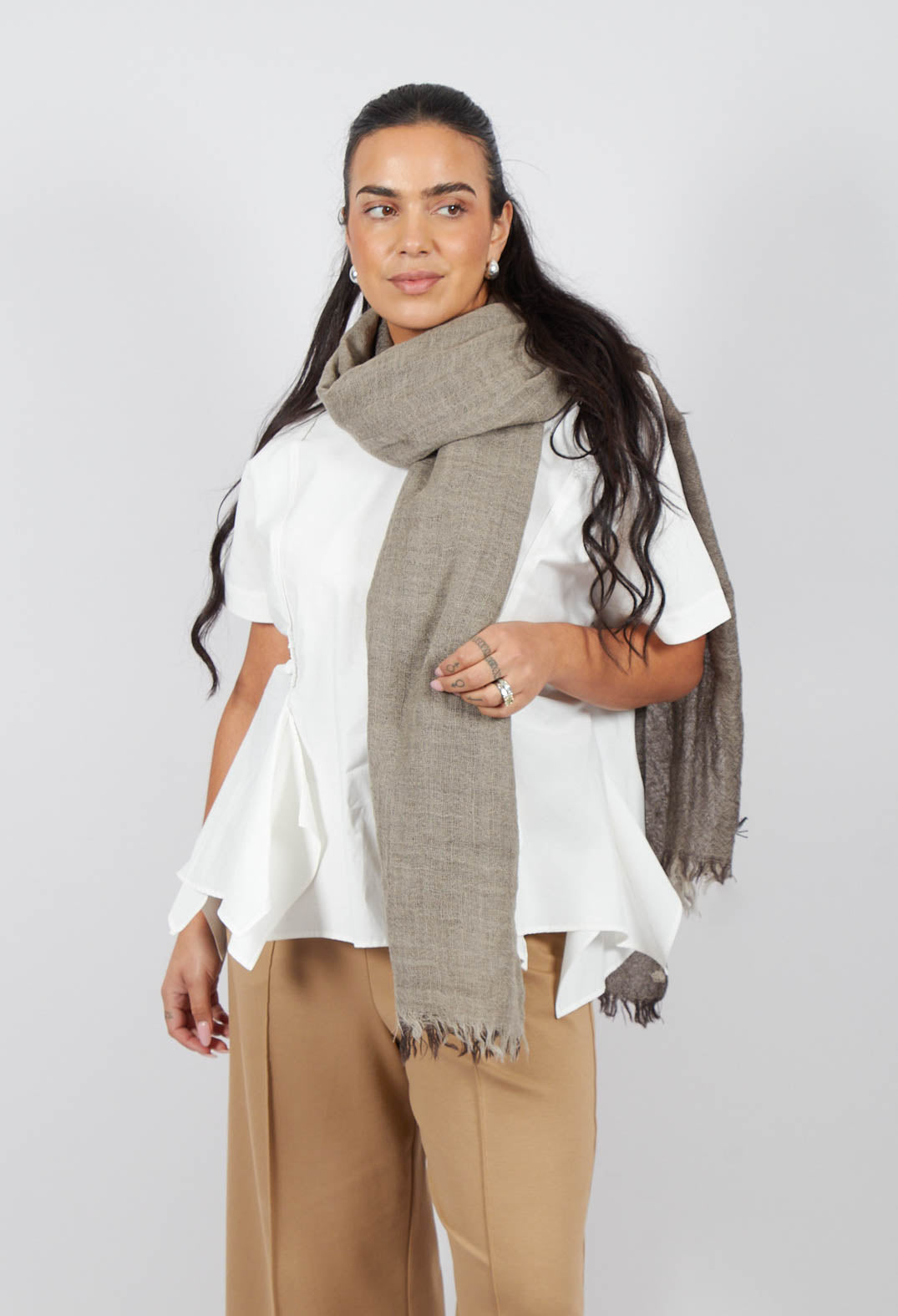 Two Toned Scarf in Grey/Brown
