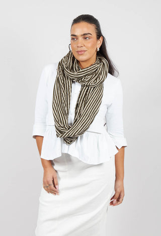 Stripe Snood in Military Green/Ecru
