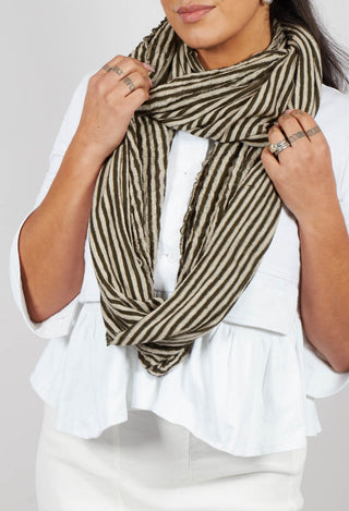 Stripe Snood in Military Green/Ecru