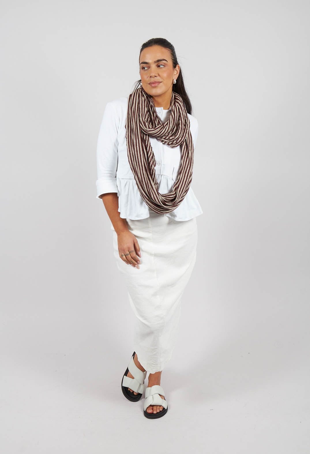 Stripe Snood in Bordeaux