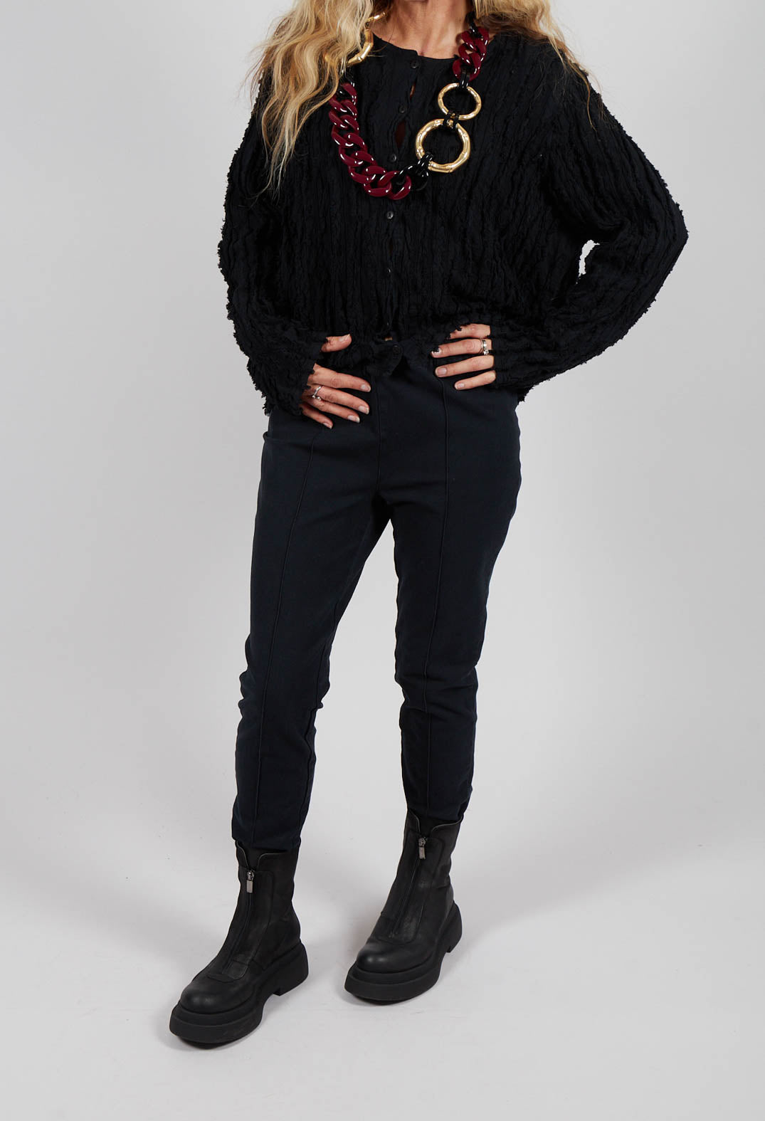 Paderbote Skinny Leg Trousers in Kaviar Black