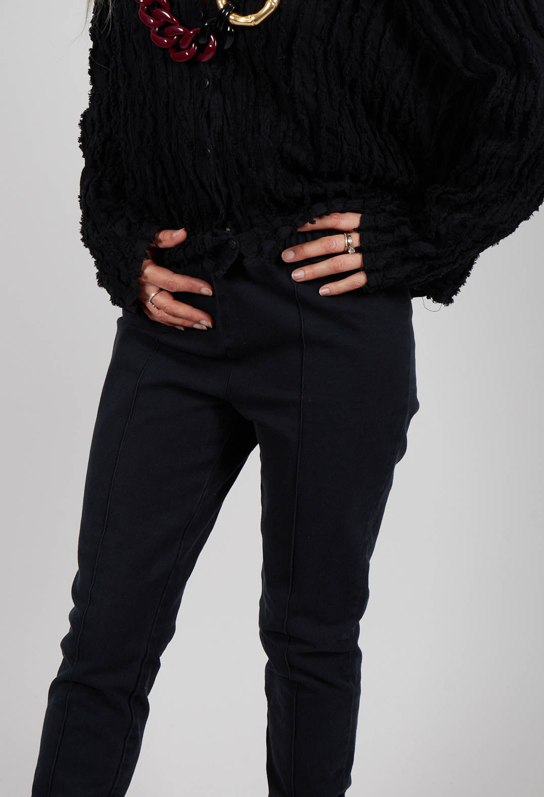 Paderbote Skinny Leg Trousers in Kaviar Black