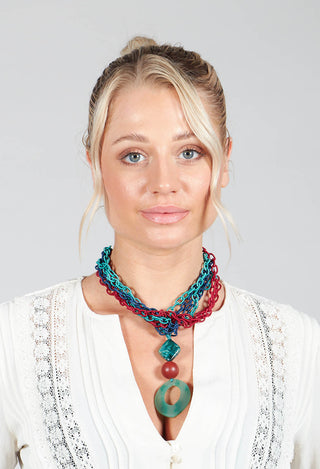 Choker Necklace In Green and Red