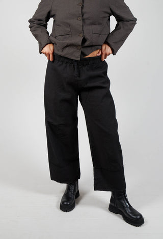Elasticated Trousers with Wide Leg in Black