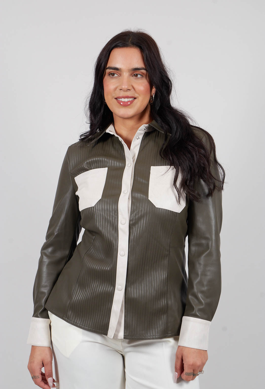 Long Sleeved Faux Leather Shirt