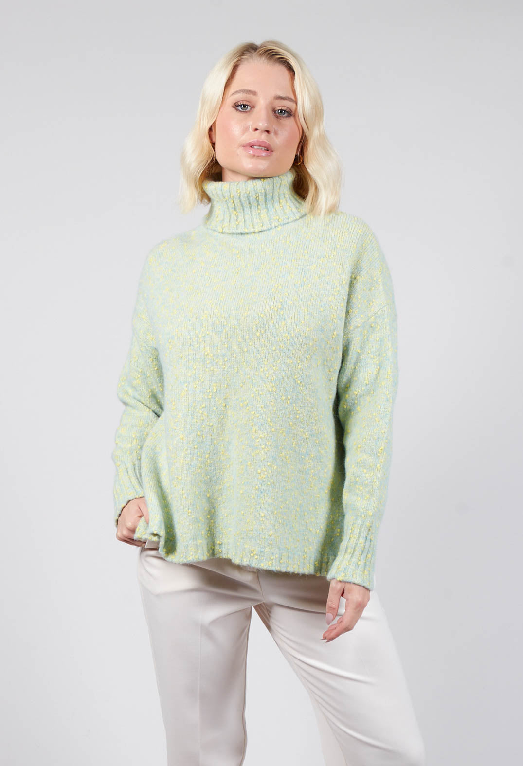 Green Fleck Roll Neck Jumper