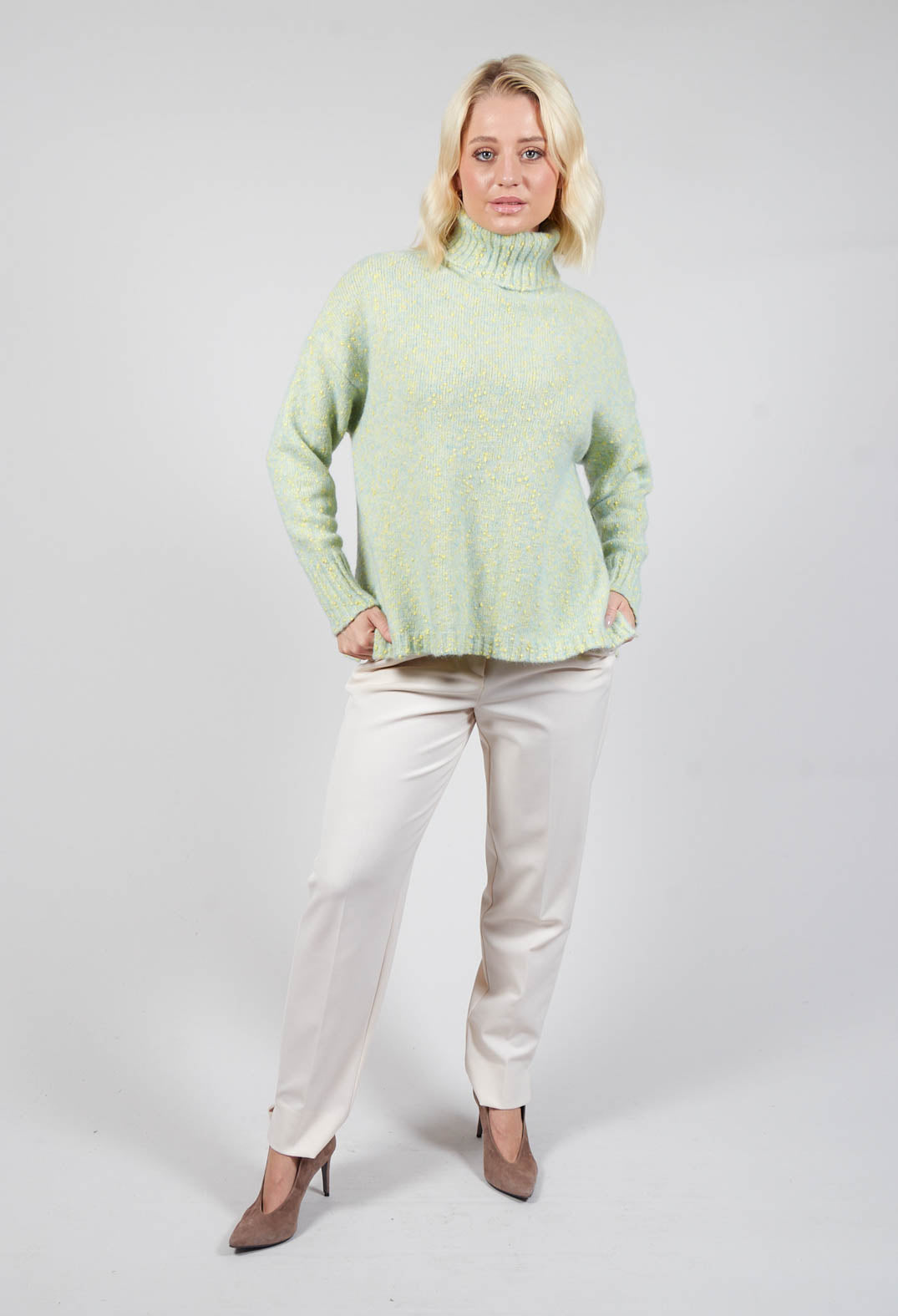 Green Fleck Roll Neck Jumper