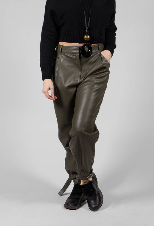 Faux Leather Trousers with Cuffs