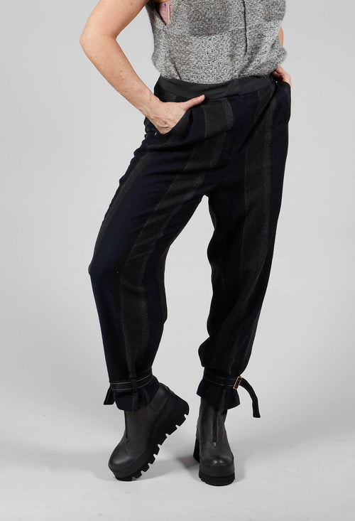 Trousers In Striped Black with Cuffs