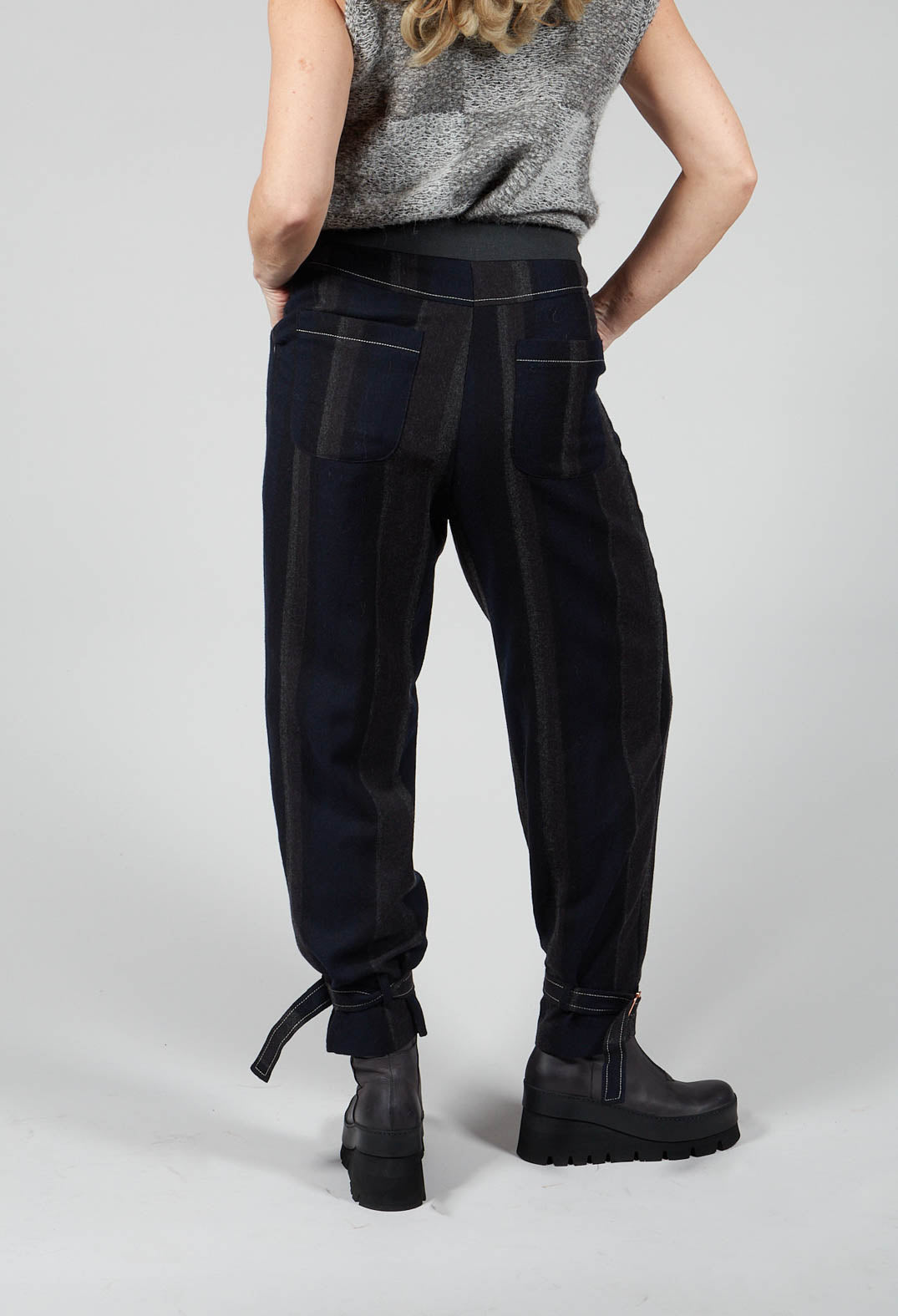 Trousers In Striped Black with Cuffs