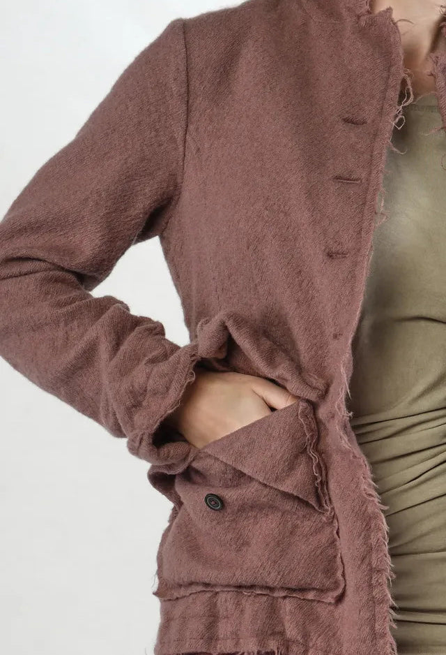 PRE-ORDER - Wool Jacket with Raw Edges in Light Pine (Pictured in Lt Flamingo) - 2211102