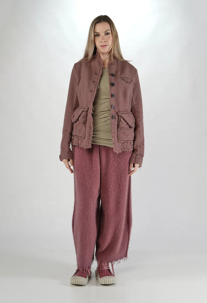 PRE-ORDER - Wool Jacket with Raw Edges in Light Pine (Pictured in Lt Flamingo) - 2211102