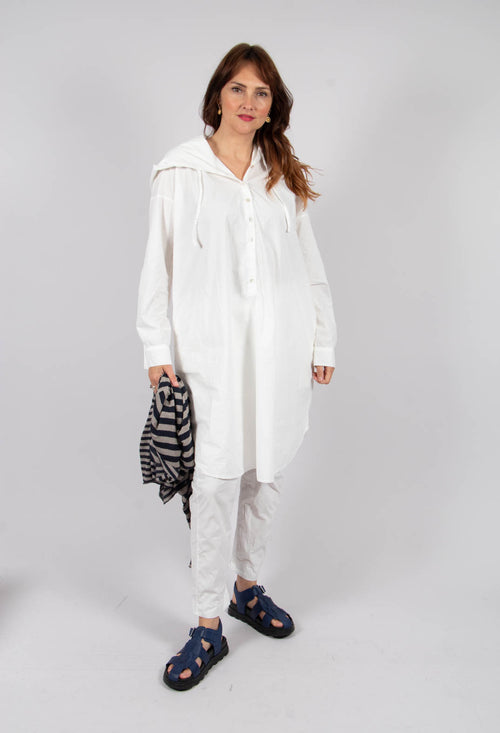 Long Hooded Shirt in Milk