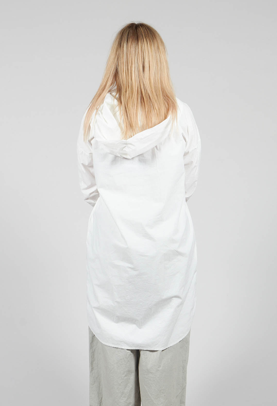 Long Hooded Shirt in Milk