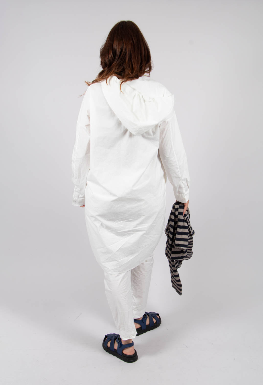 Long Hooded Shirt in Milk