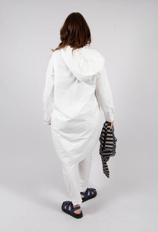 Long Hooded Shirt in Milk