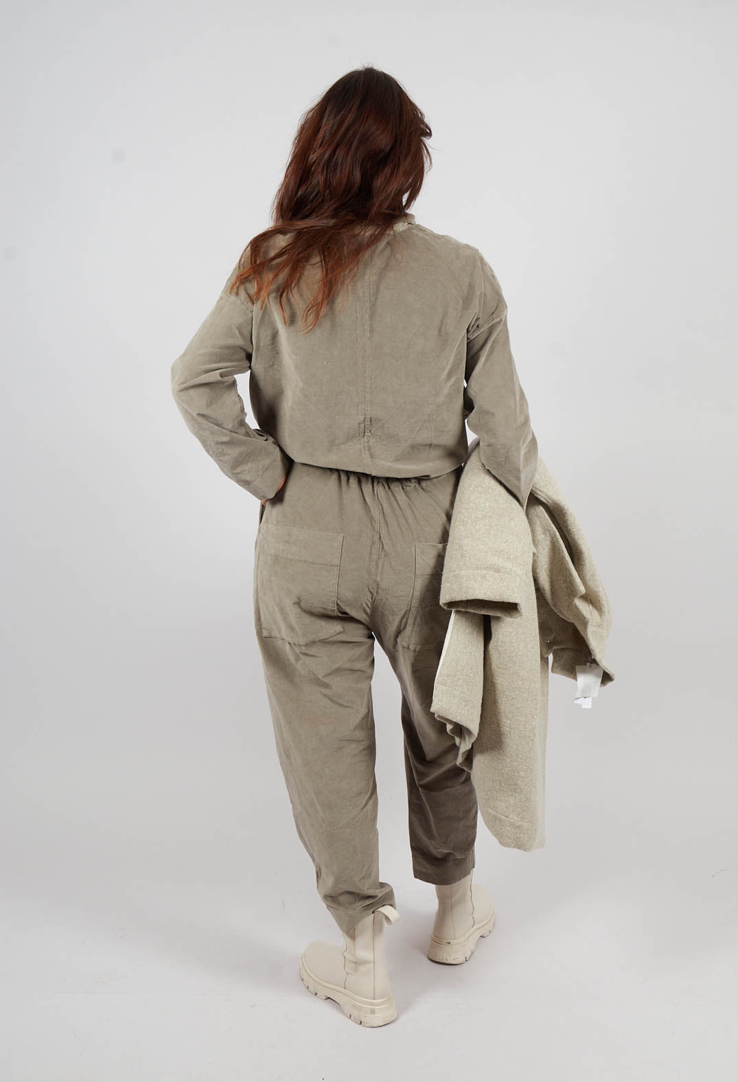 Velvet Collar Jumpsuit in Marron Glace