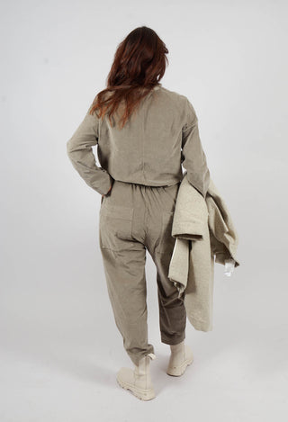 Velvet Collar Jumpsuit in Marron Glace