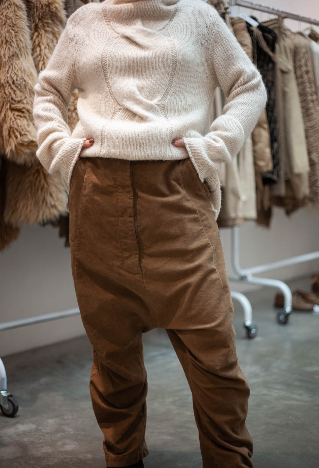 PRE-ORDER - Drop Crotch Trousers in Clay Cloud - 2220103
