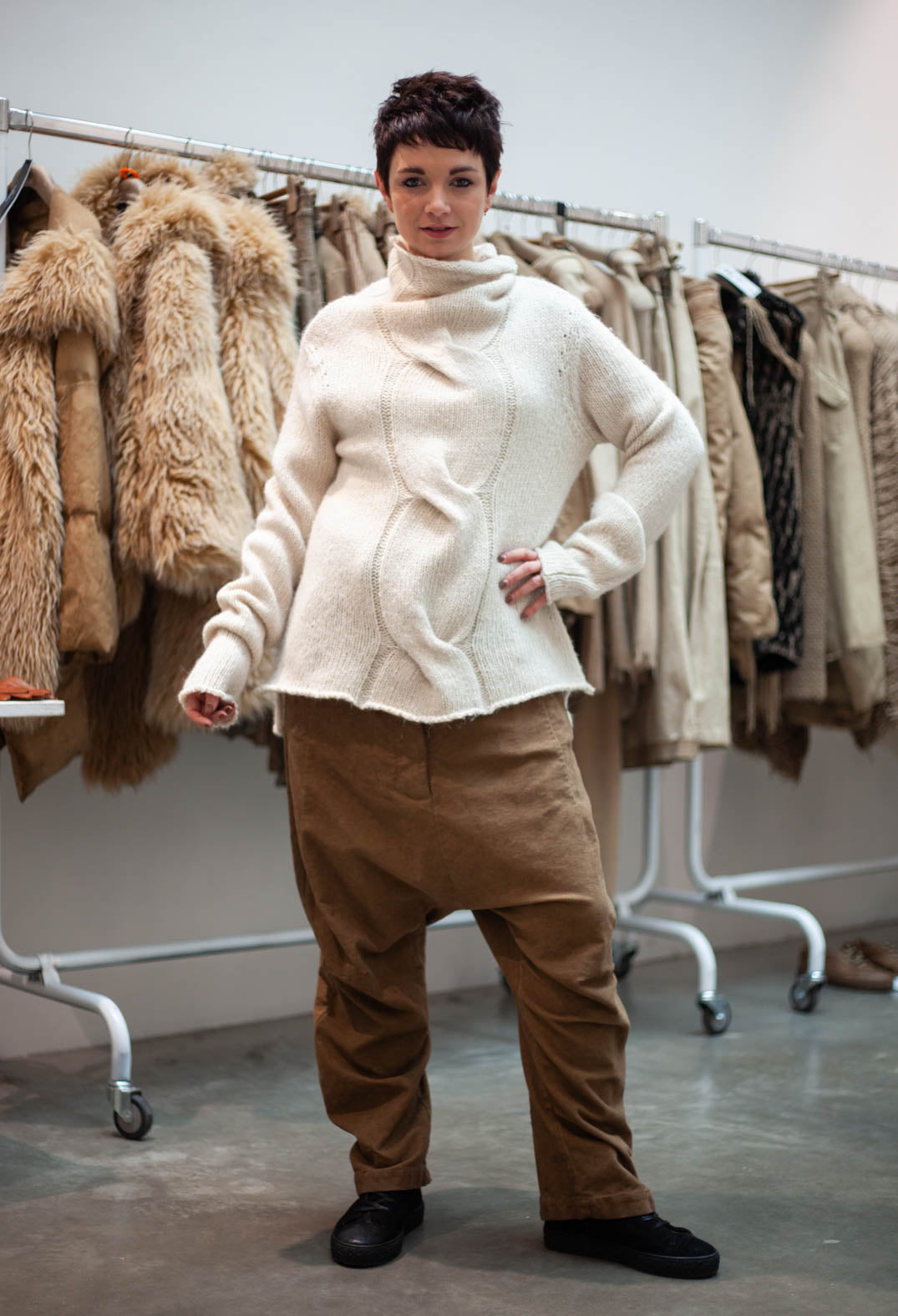 PRE-ORDER - Drop Crotch Trousers in Clay Cloud - 2220103