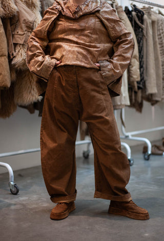 PRE-ORDER - Barrel Leg Drop Crotch Trousers in Terracotta Cloud (Pictured in Dakar Cloud) - 2220104