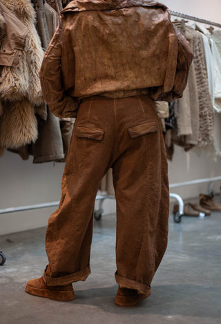 PRE-ORDER - Barrel Leg Drop Crotch Trousers in Terracotta Cloud (Pictured in Dakar Cloud) - 2220104