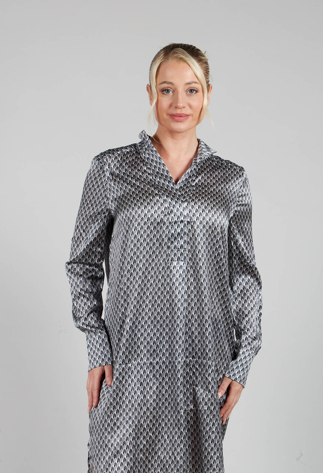 Natelina Dress with Standing Collar
