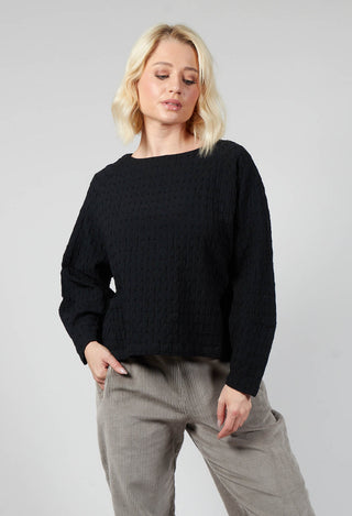 Kuri Top In Black Textured fabric