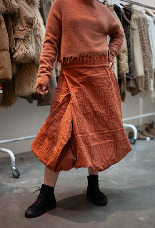 PRE-ORDER - Draped A-Line Skirt in Clay 3D Optic (Pictured in Terracotta 3D Optic) - 2240304
